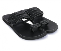 Sandales d'été noires à bout marocain pour hommes, faites à la main, en cuir véritable, disponibles 10