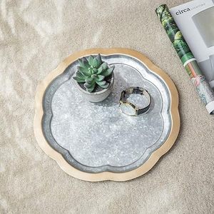 High Quality Aluminium Metal <b>Round</b> <b>Tray</b> For Restaurant Home Hotel Usage in Best Price - Product Image 2