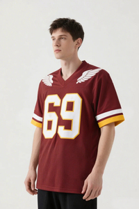 เสื้อฟุตบอลอเมริกันขายส่ง ผ้าโพลีเอสเตอร์ 100% ระบายอากาศได้ดี ชุดทีมสั่งทำได้ ยูนิเซ็กซ์ ไซส์ใหญ่ เสื้อกีฬาเปล่า แห้งเร็ว - Product Image 3