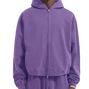 Sweat à capuche vintage épais en molleton bouclette Spandex/Polyester, coupe oversize à épaules tombantes, tissé de haute qualité, décontracté, printemps - Product Image 2