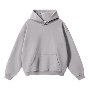 100% coton solide pull à capuche pour hommes épais polaire poids lourd surdimensionné impression personnalisée Logo hommes sweats à capuche & sweat-shirts - Product Image 3