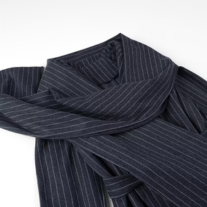 Striped print long sleeve sashes solid color casual fashion trench coat jacket for women with <b>scarf</b> - Product Image 3