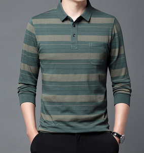 2024 tricot de luxe pour hommes pour Polo décontracté rayé bouton avec couleur unie respirant à manches courtes T-Shirt pour les S-3XL d'hiver - Product Image 5