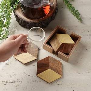 Sous-verre en bois écologique pour boissons chaudes et froides, protection élégante de table, accent de décoration durable pour la maison - Product Image 1