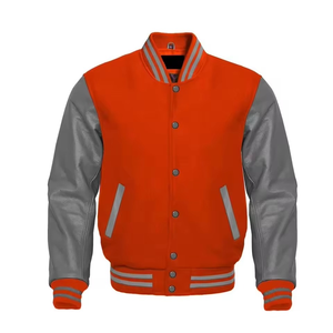 Chaquetas Varsity de Lana Personalizadas para Hombre con Diseño de Parches en las Mangas de Cuero, Cuello Alto, Resistentes al Viento y al Agua, Chaqueta al por Mayor - Product Image 2