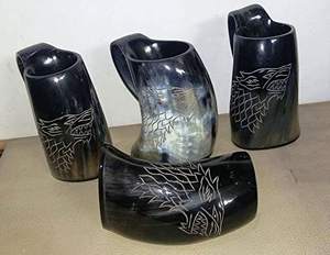 Tasse de corne à boire Viking de haute qualité fabriquée à la main corne naturelle hautement polie Inde pour le vin et la bière - Product Image 2