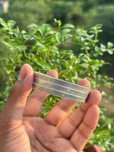 925 Sterling Silver Plated 3 Of <b>Set</b> Texture Vintage Bahamian Bangle Stackable Tribal Bracelet Women Fashion Jewelry wholesale - Product Image 5