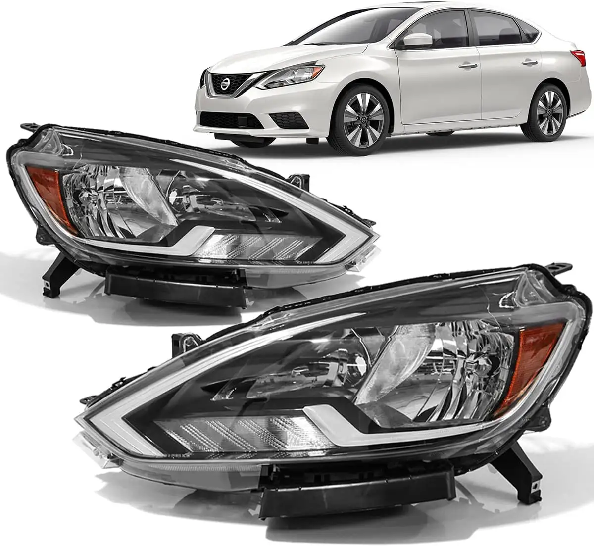 Phare halogène à LED à assemblage Nissan personnalisé en gros pour Nissan Sentra 16-19