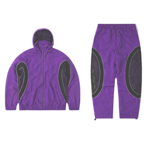 Custom Reflective Logo Acid Wash Men's Lightweight Breathable <b>Windproof</b> Four-Way Stretch Polyester Windbreaker Joggers Set - Product Image 1