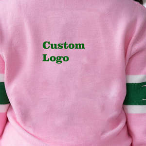 Pull en tricot personnalisé en gros, broderie Delta Greek Sigma Theta AKA Green Gold Sorority, cardigan en coton câblé, pull pour femmes - Product Image 5