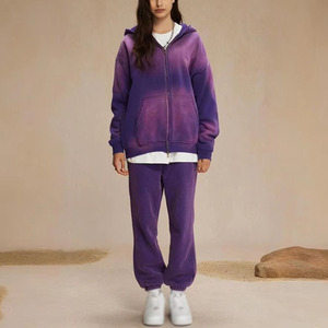 2025 personnalisé femmes Crop survêtement survêtement ensemble 2025 femmes vêtements personnalisé broderie Logo deux pièces pleine fermeture éclair Crop Hoodie ensemble - Product Image 2