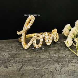 Anillo de amor de diamante natural, anillo de diamante con carta de amor para ella, anillo de amor de oro sólido, regalo de aniversario de anillo de amor, regalo de San Valentín - Product Image 2