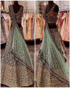 Vêtements de travail d'été pour adultes élégants paillettes de broderie en soie Chinon avec rembourrage Cancan et toile Patta - Product Image 1