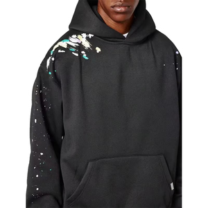 High Quality Oversized French Terry Pullover Sweat Hoodie Distressed <b>Sprayed</b> Dyed Embroidered Dropped Shoulders Blank Features - Product Image 2