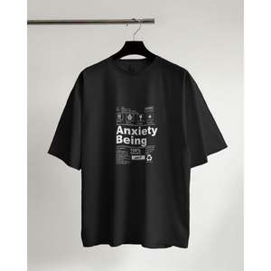 Camiseta negra de media manga con ansiedad hecha en la India, ropa para niños, camisetas casuales absorbentes para el sudor, camisetas de algodón 100% ecológicas - Product Image 1