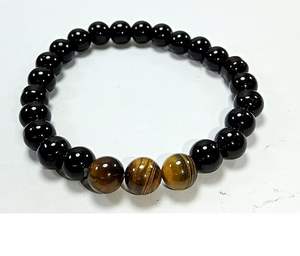 Crystal <b>bracelet</b> Black Obsidian & Tiger eye Round <b>Beads</b> <b>Bracelet</b> 8mm Stone Gemstone Fashion <b>Men</b> and Women Gift Energy - Product Image 2