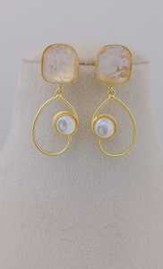 Pearl Bloom Lujoso Chandbails Stud Pendientes Conjunto Único Latón Pesado Diseño Étnico Personalizable Producto a Granel Joyería de Moda - Product Image 3