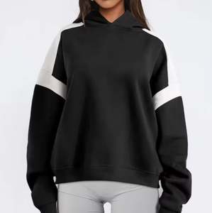 เสื้อฮู้ดแขนยาวโอเวอร์ไซส์ของผู้หญิง, ดีไซน์เปิดไหล่เสื้อกีฬาลำลองใส่ได้ทุกวันหลากสี - Product Image 4