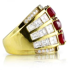 Joyería fina de lujo al por mayor clásico 18K oro amarillo diamante corte ovalado anillo de rubí Natural para mujer anillo de compromiso de boda - Product Image 3