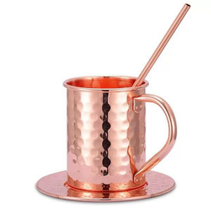 Mug en cuivre pur de conception florale unique, tasse en cuivre massif avec poignée plate, mug à boire pour la maison, les barware et la cuisine, prix bas - Product Image 3