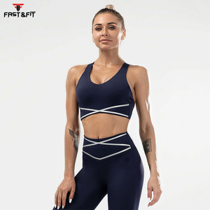 Conjunto de yoga sin costuras impreso logotipo personalizado para mujer nuevo diseño patrón sólido ropa de gimnasio fitness - Product Image 3