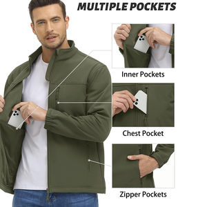 Chaqueta de asalto de talla grande de camuflaje Uotdoor para hombre, cálida chaqueta impermeable de lana para otoño e invierno, chaqueta con múltiples bolsillos de concha suave - Product Image 5