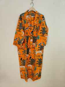 Bata Kimono Larga de Verano para Mujer, con Estampado de Jungla, Cuello en V, Manga Larga, Suave, 100% Algodón, Opción para Damas de Honor, Regalo Casual de Lujo - Product Image 2