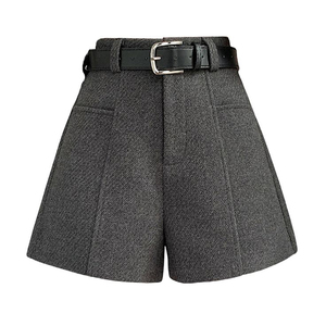 Shorts de Cintura Alta para Mujer, de Lino/Algodón, Transpirables, con Cintura Elástica, Volantes y Lazos, Corte en A, Pierna Ancha, Casuales de Invierno, Elegantes - Product Image 1