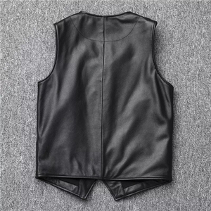 Gilet en cuir décontracté pour moto, veste en cuir, gilet respirant, gilet réversible pour homme, tendance, vente en gros, gilet pour homme - Product Image 3