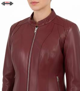 Chaqueta Bomber de Cuero de Primera Calidad Profesional al por Mayor 2025, para Mujer, Talla Grande, con Rayas, Ecológica, Impermeable y Transpirable - Product Image 4