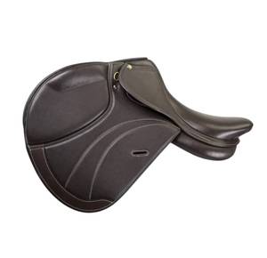 Kit de selle vétérinaire à siège profond pour grands animaux en cuir cheval bride circonférence étriers tapis de selle de qualité supérieure noir - Product Image 1