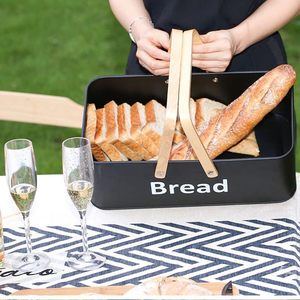The Better Home Stainless Steel Bread <b>Container</b> Metal <b>Box</b> with Wooden Lid and Handle for Bread - Product Image 3