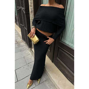 มาดอนน่า 10078 ชุดกระโปรงผ้าถักลำลองพร้อมปกสำหรับฤดูใบไม้ร่วง - Product Image 6