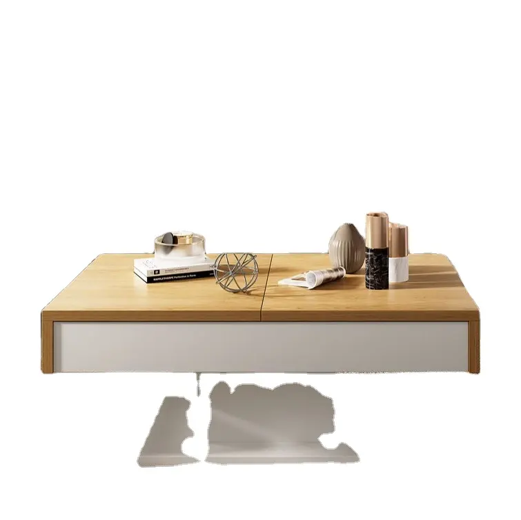 Questo tavolino allungabile con piedistallo presenta un perfetto effetto venatura del legno e un design altamente contemporaneo che si adatta a una v