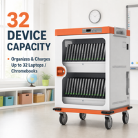 Chariot de charge rapide pour Chromebook scolaire K12, verrouillable, antivol, 32 ports, protection intelligente contre les surcharges, séparateur amovible