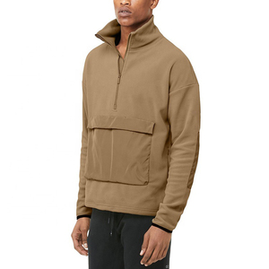 Tùy chỉnh mùa thu in kỹ thuật số nửa Zip trùm đầu cổ áo cực Fleece thân thiện với môi mặc giản dị áo cho nam giới - Product Image 5