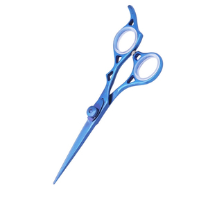 กรรไกรตัดผมคุณภาพสูง สีน้ำเงินเคลือบ พร้อมสกรูปรับระดับและวงแหวนยาง - Product Image 4