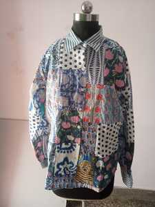 Unisex Patchwork Handblock Impreso Azul Tono Camisa Hombre Elegante Camisa unisex - Product Image 2