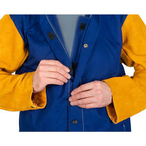 Veste de soudage en cuir, vêtements de travail ignifuges, veste de soudage en cuir fabriquée avec du cuir de vachette résistant - Product Image 4