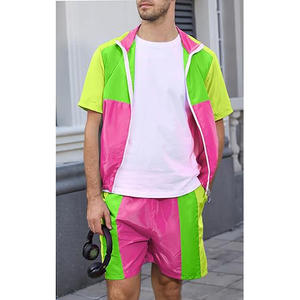 OEM High Quality Custom Men's Windbreaker Nylon Short Set Relaxed Fit Breathable <b>Waterproof</b> Training <b>Tracksuits</b> for Jogging - Product Image 3
