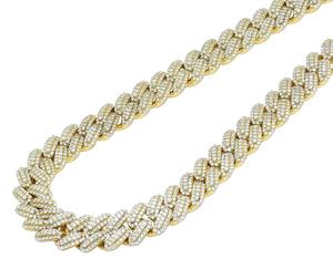 Cadena de eslabones cubanos de estilo Hip Hop personalizada con diamante de moissanita redondo helado de plata 925 nuevo para joyería de moda de rapero - Product Image 1