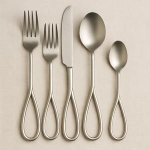 Ensemble de couverts classique en acier inoxydable ensemble de couverts 6 pièces finition miroir ustensiles en argent élégants salle à manger cuisine mariage Restaurant - Product Image 2