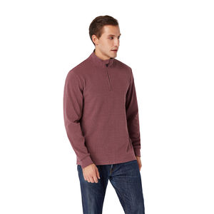 โลโก้ที่กำหนดเองสำหรับผู้ชายขนาดใหญ่เข้ารูปพอดีตัวนุ่มสบายสีทึบแขนยาวขนแกะอบอุ่นซิป - Product Image 3