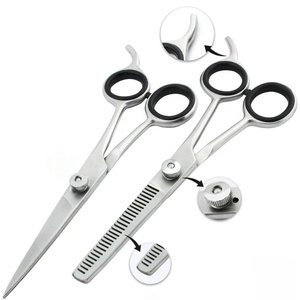 Stainless Steel Hairdressing Scissors <b>Set</b> Professional Cutting and Thinning Shears Adjustable Tension <b>Screw</b> Finger Rest - Product Image 1