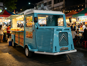 Petite camionnette alimentaire mobile avec équipement de cuisine de base et réfrigérateur pour le lancement d'une activité de vente de nourriture de rue en solo - Product Image 6
