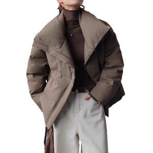 <b>Winter</b> <b>Waterproof</b> Breathable Canvas Short Puffer Coat with Adjustable Shoulder Straps Fashionable Hooded Quilted <b>Jacket</b> - Product Image 5