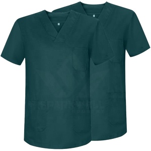 Women's <b>Purple</b> V-Neck <b>Scrub</b> Top Short Sleeve Cotton Polyester Blend Woven Breathable Multi Pocket Medical Hospital Nursing Work - Product Image 5
