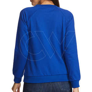 Sudadera lisa en blanco para mujer, cuello redondo, mangas completas, tela de lana de algodón suave, logotipo personalizado, bordado/impresión, producto OEM - Product Image 4