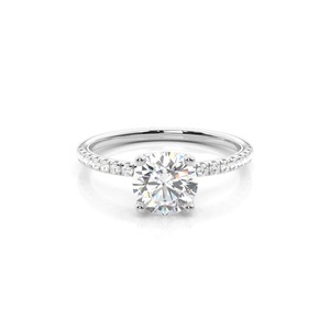 Belle bague de fiançailles vintage pour femme, ensemble élégant et fin à broches, taille ronde, diamants cultivés en laboratoire - Product Image 1