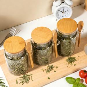 Barattolo <span class=keywords><strong>per</strong></span> Spezie in Vetro con Coperchio in Bambù Sostenibile e Porta Cucchiaio Integrato <span class=keywords><strong>per</strong></span> Organizzazione Ecologica della Cucina - Product Image 6